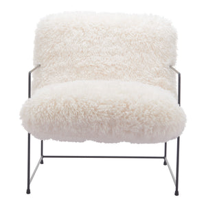 Homeroots 30" Stylish White And Black Sherpa Upholstered Arm Chair – Cozy, Chic Accent For Your Home Decor   572295