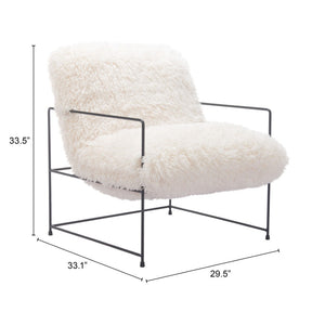Homeroots 30" Stylish White And Black Sherpa Upholstered Arm Chair – Cozy, Chic Accent For Your Home Decor   572295