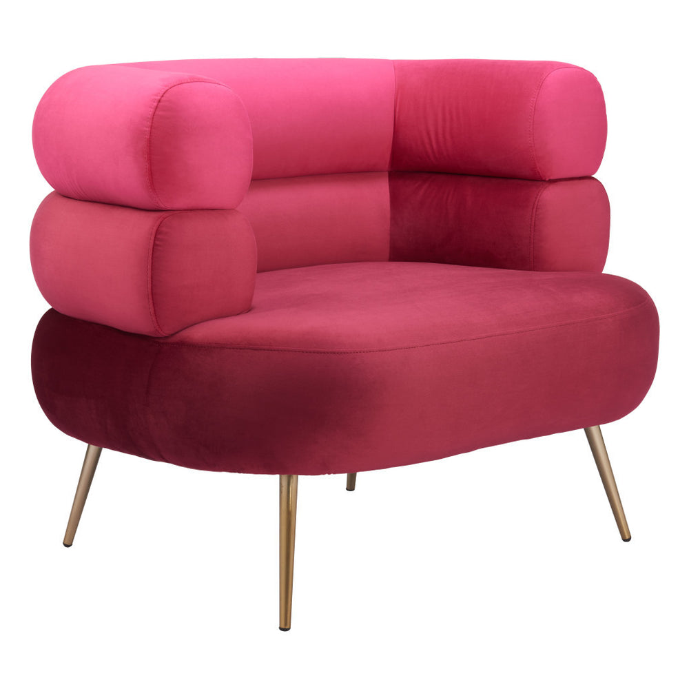 Homeroots 41" Luxurious Red And Gold Velvet Arm Chair - Stylish & Comfortable Upholstered Accent Furniture   572296