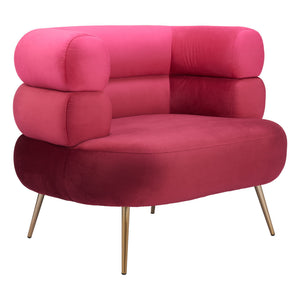 Homeroots 41" Luxurious Red And Gold Velvet Arm Chair - Stylish & Comfortable Upholstered Accent Furniture   572296