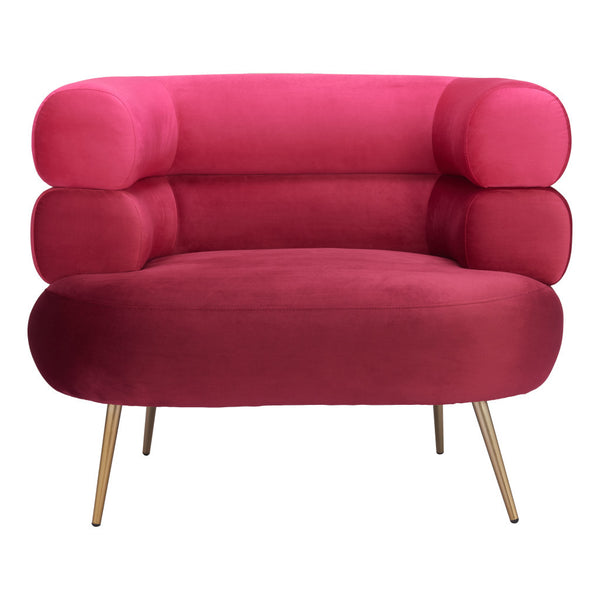 Homeroots 41" Luxurious Red And Gold Velvet Arm Chair - Stylish & Comfortable Upholstered Accent Furniture   572296
