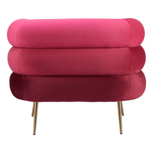 Homeroots 41" Luxurious Red And Gold Velvet Arm Chair - Stylish & Comfortable Upholstered Accent Furniture   572296