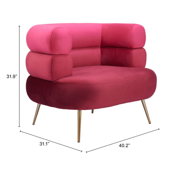 Homeroots 41" Luxurious Red And Gold Velvet Arm Chair - Stylish & Comfortable Upholstered Accent Furniture   572296