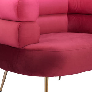 Homeroots 41" Luxurious Red And Gold Velvet Arm Chair - Stylish & Comfortable Upholstered Accent Furniture   572296