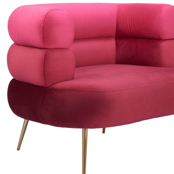 Homeroots 41" Luxurious Red And Gold Velvet Arm Chair - Stylish & Comfortable Upholstered Accent Furniture   572296
