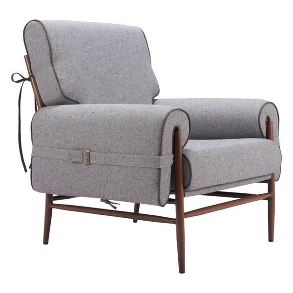Homeroots 34" Gray And Brown Upholstered Arm Chair - Stylish Comfort With Sturdy Design For Any Room Decor   572297
