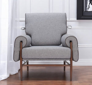 HomeRoots 34" Gray and Brown Upholstered Arm Chair for Modern Comfort - Stylish Design, Durable Fabric, Versatile Use 572297