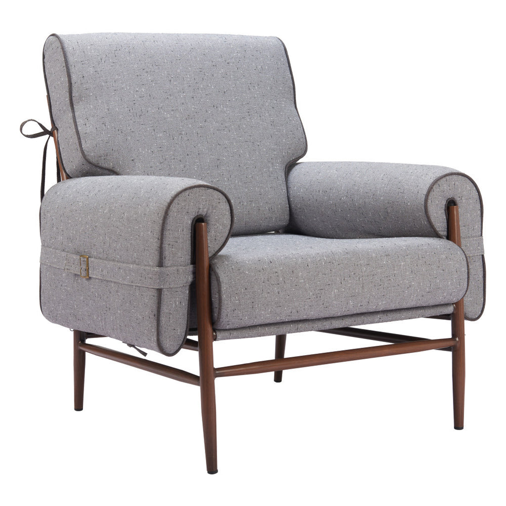 Homeroots 34" Gray And Brown Upholstered Arm Chair - Stylish Comfort With Sturdy Design For Any Room Decor   572297