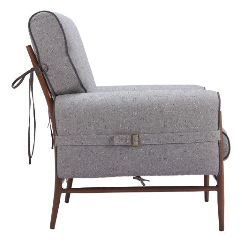 Homeroots 34" Gray And Brown Upholstered Arm Chair - Stylish Comfort With Sturdy Design For Any Room Decor   572297