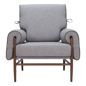 Homeroots 34" Gray And Brown Upholstered Arm Chair - Stylish Comfort With Sturdy Design For Any Room Decor   572297