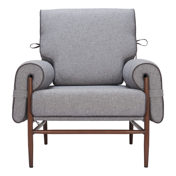 Homeroots 34" Gray And Brown Upholstered Arm Chair - Stylish Comfort With Sturdy Design For Any Room Decor   572297