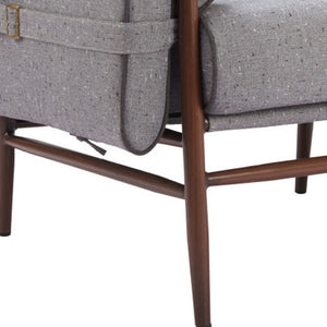 Homeroots 34" Gray And Brown Upholstered Arm Chair - Stylish Comfort With Sturdy Design For Any Room Decor   572297