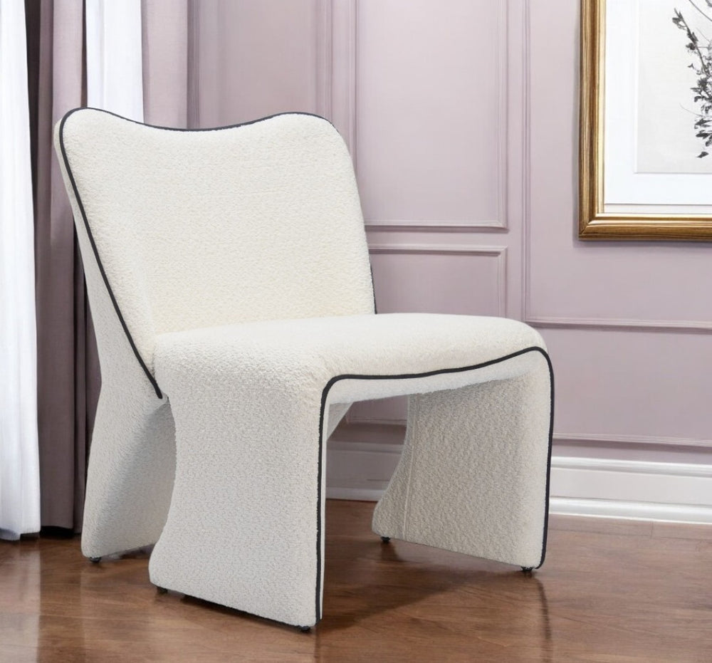 HomeRoots 29" Ivory Faux Shearling Side Chair - Cozy Modern Accent for Living Rooms, Offices & Lounges 572298