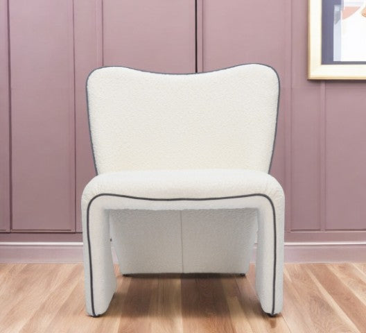 Homeroots 29" Ivory Faux Shearling Side Chair - Stylish Upholstered Accent For Modern Living Spaces!   572298
