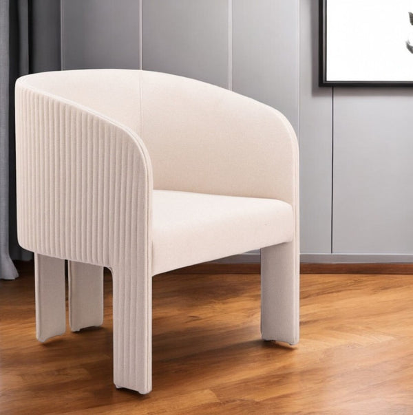 HomeRoots 25" Beige Upholstered Arm Chair - Soft Polyester Comfort, Sturdy Frame, Modern Style for Any Room 572299