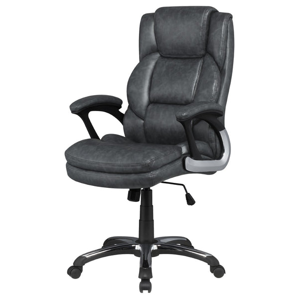 English Elm Stanton Executive Leatherette Office Chair with Channeled Back and Chrome Caster Base B062P447940