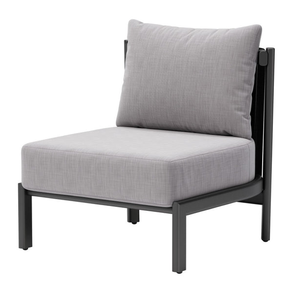 Homeroots 28" Gray And Black Fabric Side Chair - Stylish Accent With Cushioned Comfort And Versatile Slipcover   572300
