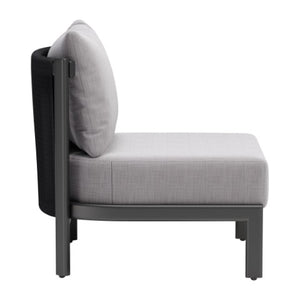 Homeroots 28" Gray And Black Fabric Side Chair - Stylish Accent With Cushioned Comfort And Versatile Slipcover   572300