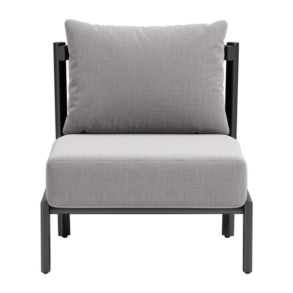 Homeroots 28" Gray And Black Fabric Side Chair - Stylish Accent With Cushioned Comfort And Versatile Slipcover   572300