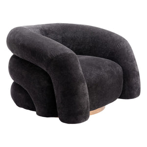 Homeroots 37" Chic Black And Gold Faux Shearling Upholstered Arm Chair – Stylish Comfort For Any Space   572301