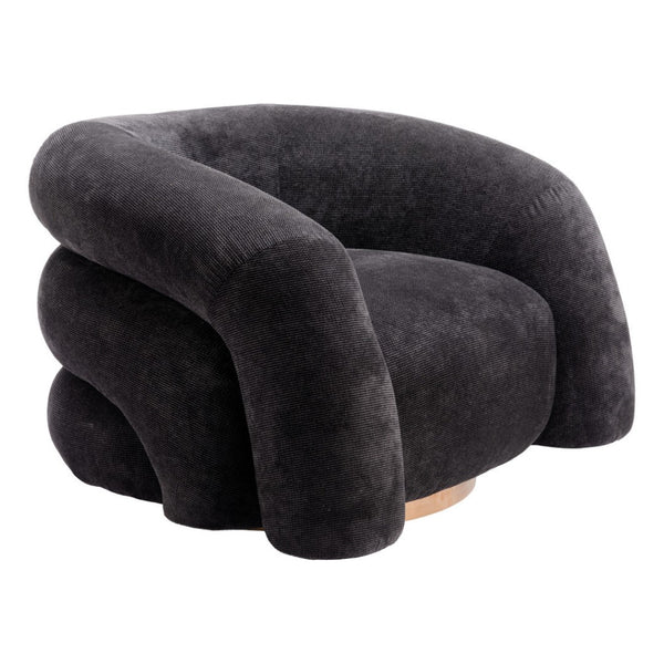 Homeroots 37" Chic Black And Gold Faux Shearling Upholstered Arm Chair – Stylish Comfort For Any Space   572301