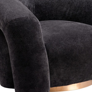 Homeroots 37" Chic Black And Gold Faux Shearling Upholstered Arm Chair – Stylish Comfort For Any Space   572301