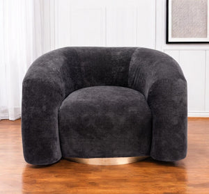 HomeRoots 37" Chic Black and Gold Faux Shearling Arm Chair – Art Deco Accent for Living Rooms and Offices 572301