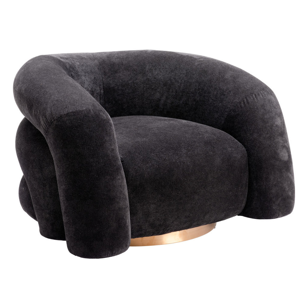 Homeroots 37" Chic Black And Gold Faux Shearling Upholstered Arm Chair – Stylish Comfort For Any Space   572301