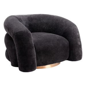 Homeroots 37" Chic Black And Gold Faux Shearling Upholstered Arm Chair – Stylish Comfort For Any Space   572301