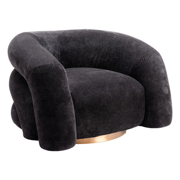 Homeroots 37" Chic Black And Gold Faux Shearling Upholstered Arm Chair – Stylish Comfort For Any Space   572301