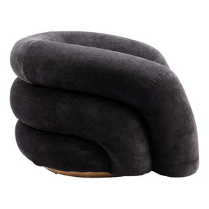 Homeroots 37" Chic Black And Gold Faux Shearling Upholstered Arm Chair – Stylish Comfort For Any Space   572301