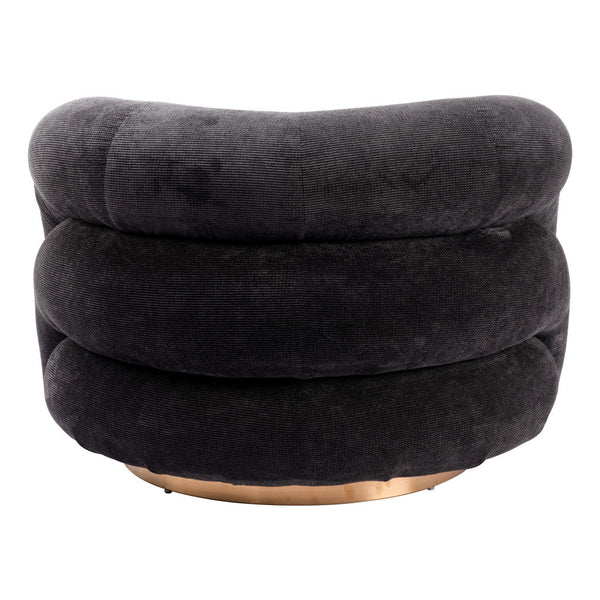 Homeroots 37" Chic Black And Gold Faux Shearling Upholstered Arm Chair – Stylish Comfort For Any Space   572301