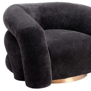 Homeroots 37" Chic Black And Gold Faux Shearling Upholstered Arm Chair – Stylish Comfort For Any Space   572301