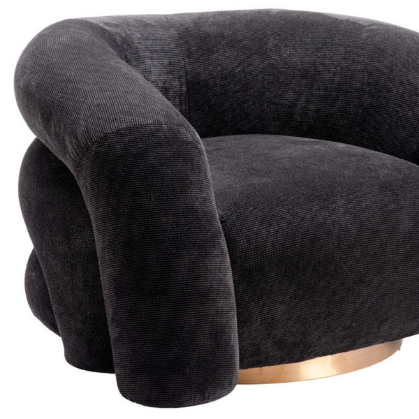Homeroots 37" Chic Black And Gold Faux Shearling Upholstered Arm Chair – Stylish Comfort For Any Space   572301