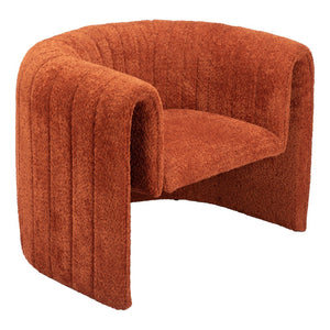 Homeroots 37" Burnt Orange Sherpa Tufted Arm Chair - Stylish Comfort With Soft Cushions And Chic Design   572302
