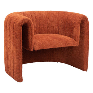 Homeroots 37" Burnt Orange Sherpa Tufted Arm Chair - Stylish Comfort With Soft Cushions And Chic Design   572302