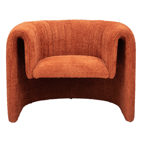 Homeroots 37" Burnt Orange Sherpa Tufted Arm Chair - Stylish Comfort With Soft Cushions And Chic Design   572302