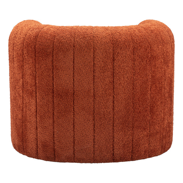 Homeroots 37" Burnt Orange Sherpa Tufted Arm Chair - Stylish Comfort With Soft Cushions And Chic Design   572302