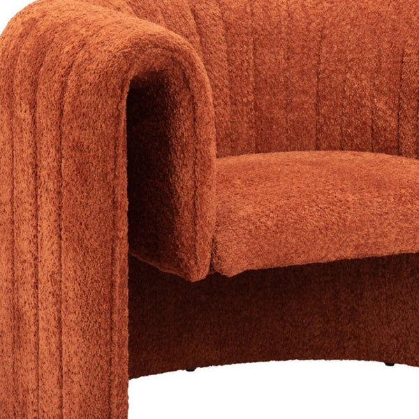 Homeroots 37" Burnt Orange Sherpa Tufted Arm Chair - Stylish Comfort With Soft Cushions And Chic Design   572302
