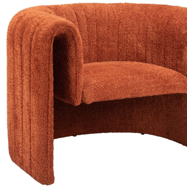 Homeroots 37" Burnt Orange Sherpa Tufted Arm Chair - Stylish Comfort With Soft Cushions And Chic Design   572302