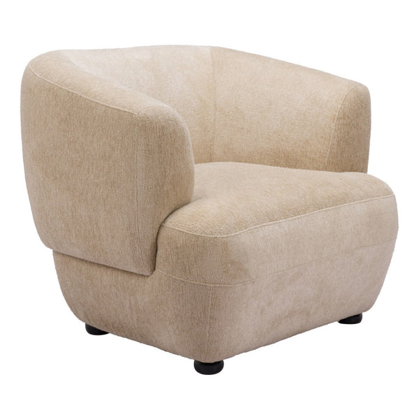 Homeroots 39" Beige And Black Faux Shearling Arm Chair - Stylish, Durable, And Comfortable Upholstered Seating   572303
