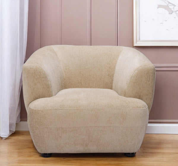 HomeRoots 39" Inviting Beige and Black Faux Shearling Arm Chair - Cozy Accent for Modern Living Spaces! 572303