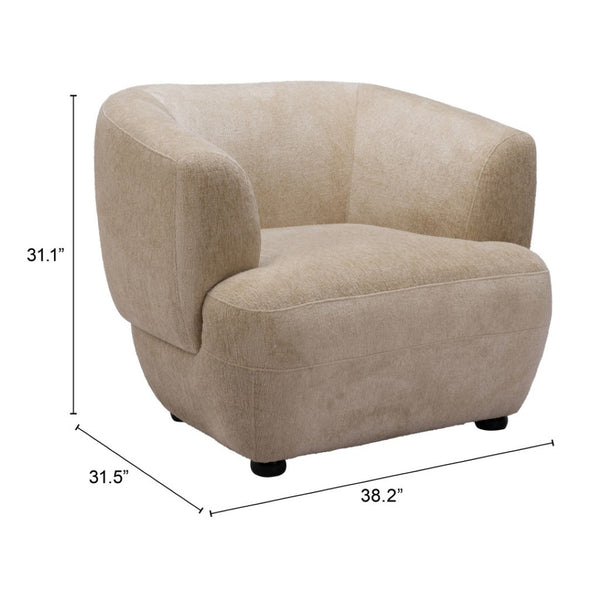 Homeroots 39" Beige And Black Faux Shearling Arm Chair - Stylish, Durable, And Comfortable Upholstered Seating   572303