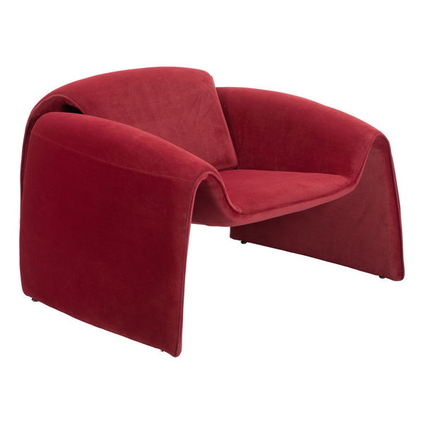 Homeroots 40" Red Velvet Contemporary Arm Chair - Stylish Comfort With Durable Design For Modern Home Decor   572304