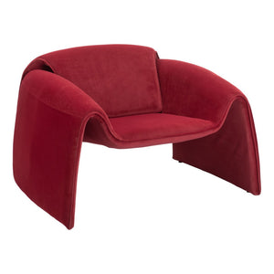 Homeroots 40" Red Velvet Contemporary Arm Chair - Stylish Comfort With Durable Design For Modern Home Decor   572304