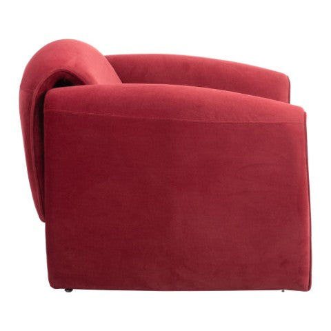 Homeroots 40" Red Velvet Contemporary Arm Chair - Stylish Comfort With Durable Design For Modern Home Decor   572304