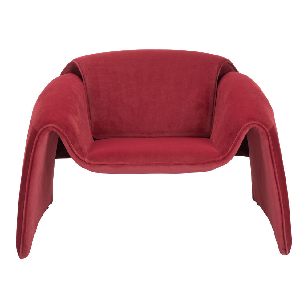 Homeroots 40" Red Velvet Contemporary Arm Chair - Stylish Comfort With Durable Design For Modern Home Decor   572304