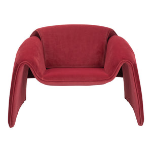 Homeroots 40" Red Velvet Contemporary Arm Chair - Stylish Comfort With Durable Design For Modern Home Decor   572304