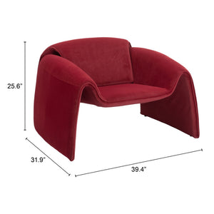 Homeroots 40" Red Velvet Contemporary Arm Chair - Stylish Comfort With Durable Design For Modern Home Decor   572304