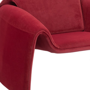 Homeroots 40" Red Velvet Contemporary Arm Chair - Stylish Comfort With Durable Design For Modern Home Decor   572304